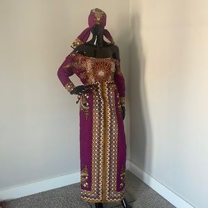 Ankara blouse and tie bottom set size medium